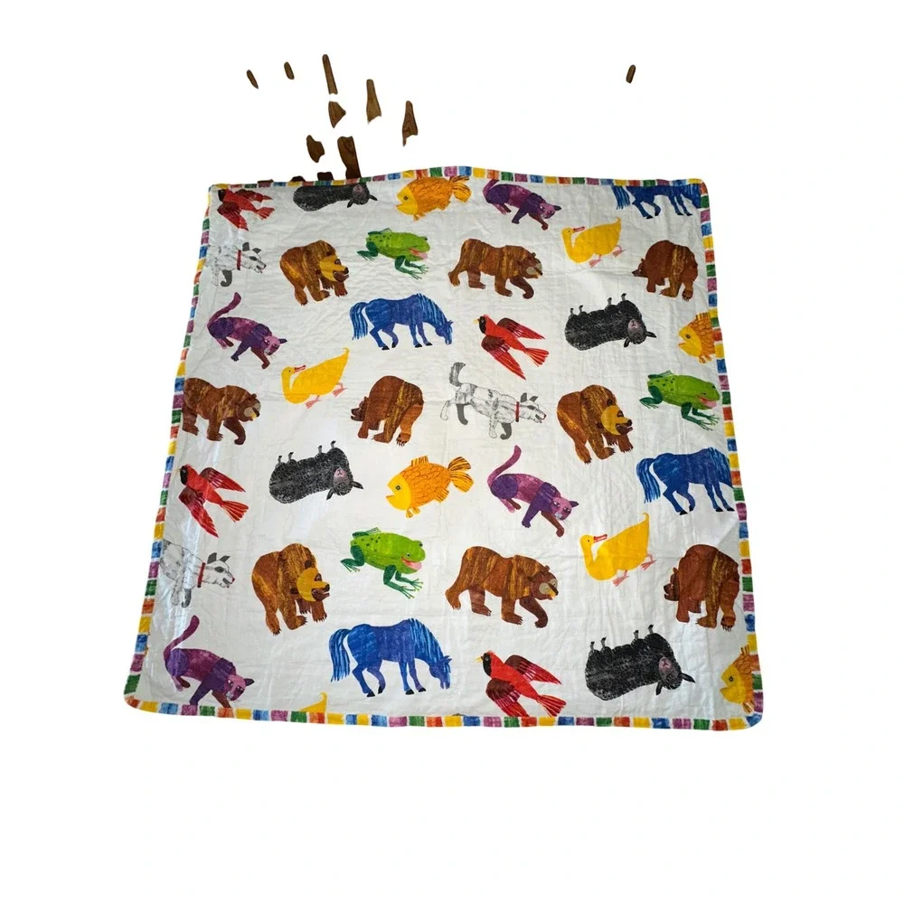 Brown Bear Kid's Themed Crib Blanket Homemade Reversible